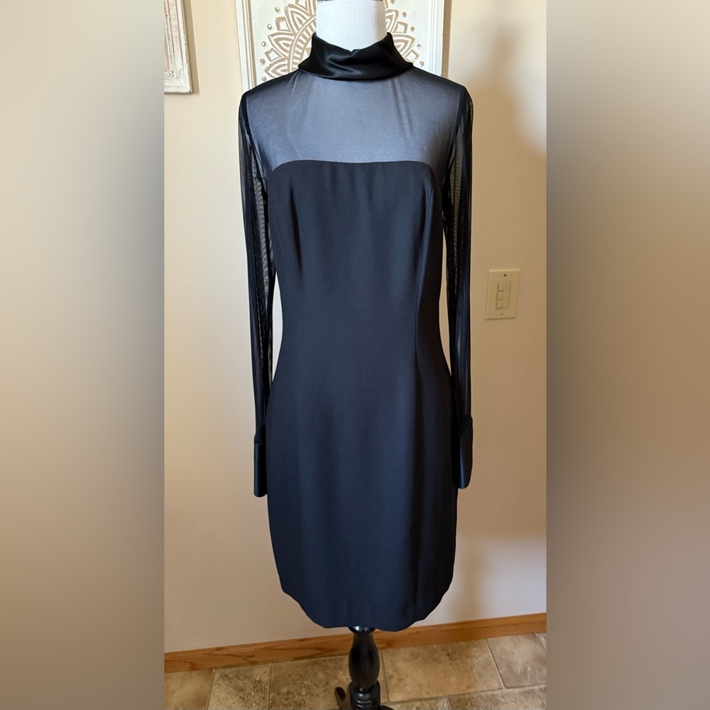 Vintage Elegant Black Long-Sleeve Dress